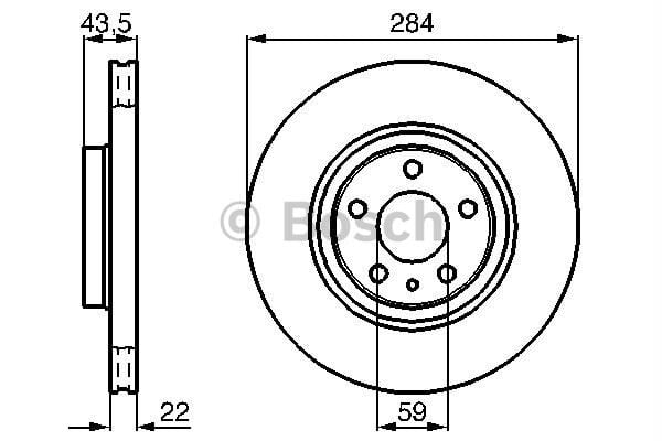 ON FREN AYNASI (DISKI) DOBLO III EGEA 1,3 / 1,6 / 2,0 10>ALFA ROMEO 147 156 (5 BIJON 284MM)
